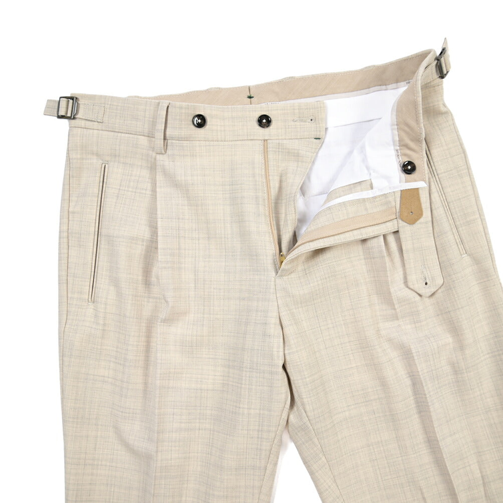 BERWICH “RETRO LONG” ストレッチウォッシャブルウールワンタックスラックス
