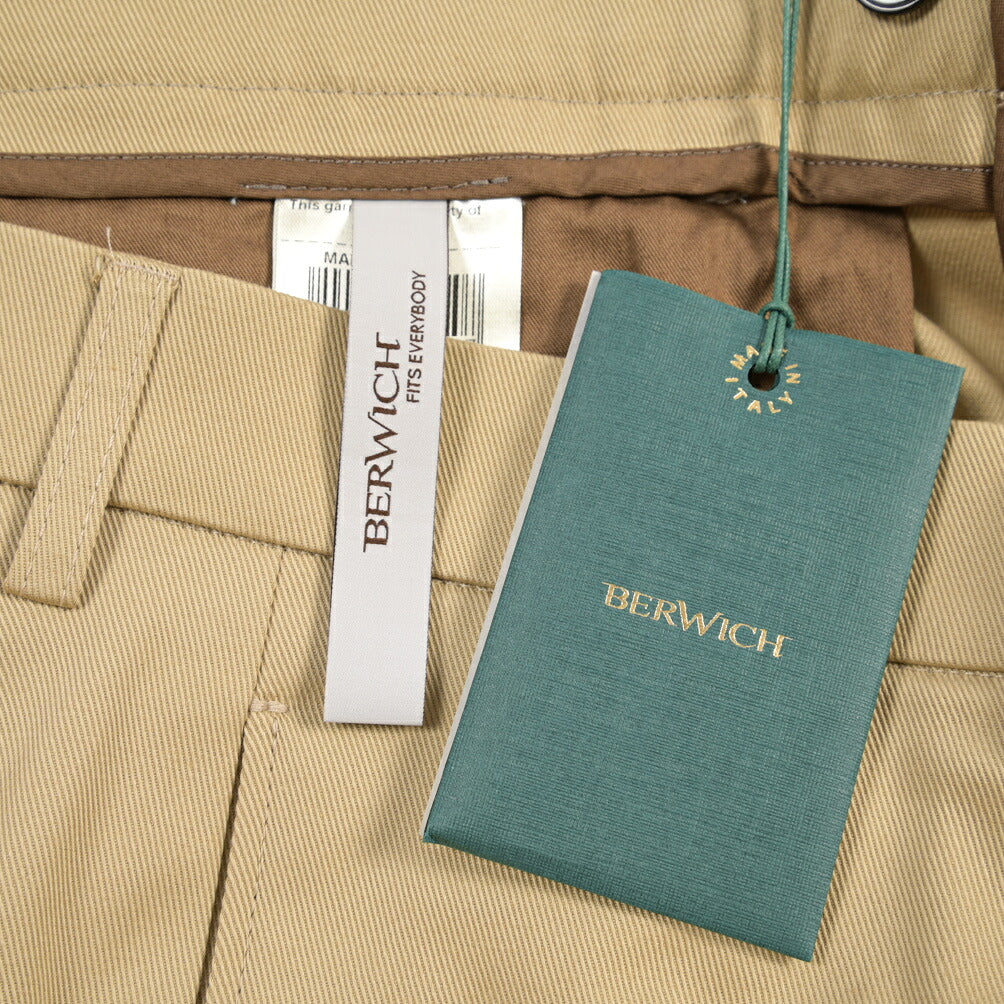 BERWICH “CHIAIA LONG 1P” ストレッチコットン ワンタックチノパンツ