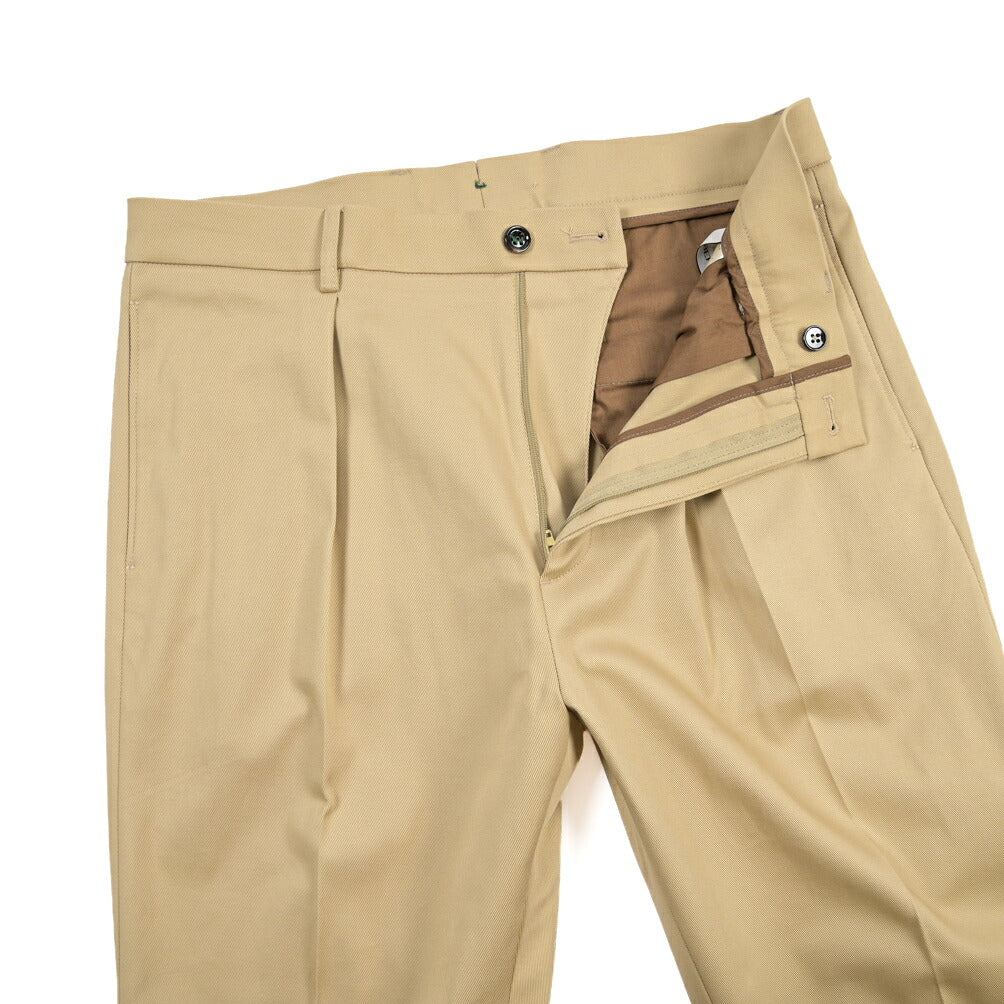 BERWICH “CHIAIA LONG 1P” ストレッチコットン ワンタックチノパンツ