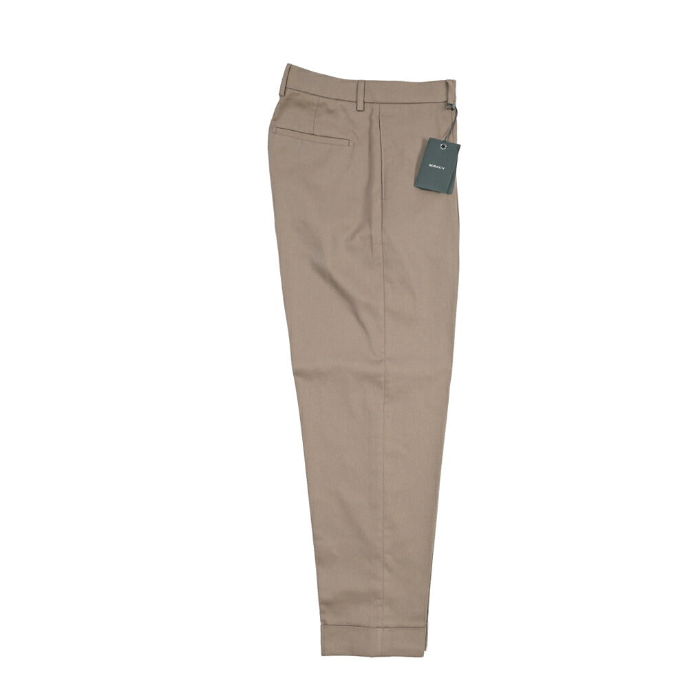 BERWICH “CHIAIA LONG 1P” コットン100% ワンタックチノパンツ