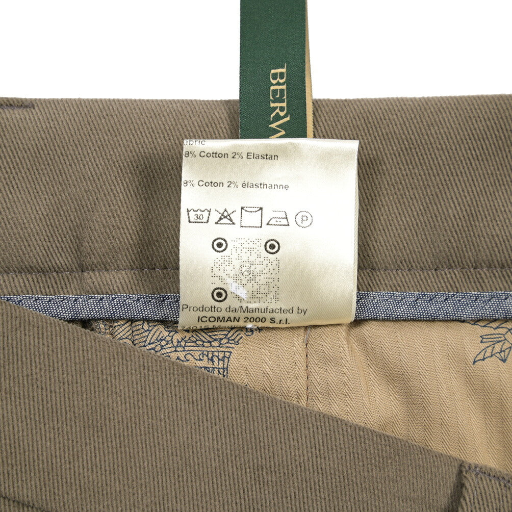 BERWICH “CHIAIA LONG 1P” ストレッチコットン ワンタックチノパンツ