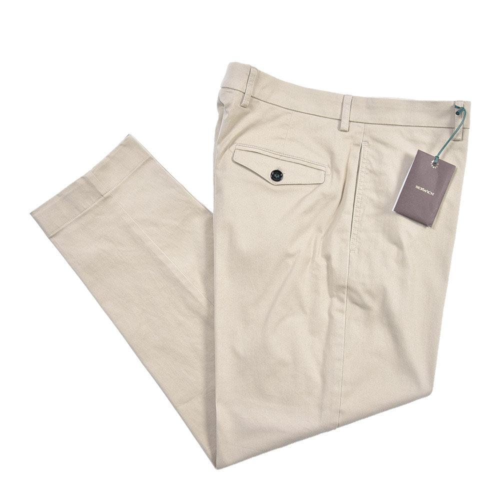 BERWICH “LUCANO CROP” ストレッチコットン ノータックチノパンツ