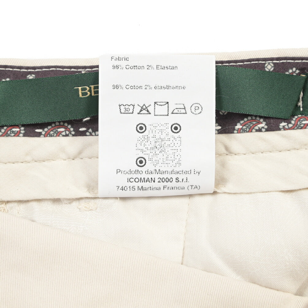 BERWICH “YRETRO-GD” ストレッチコットン ノータックチノパンツ