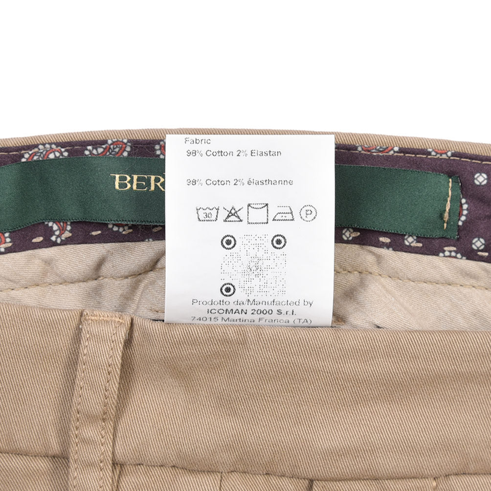 BERWICH “YRETRO-GD” ストレッチコットン ノータックチノパンツ