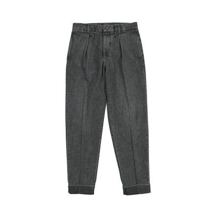 BERWICH “CHIAIA LONG-GD” コットン100%デニム ワンタックスラックス