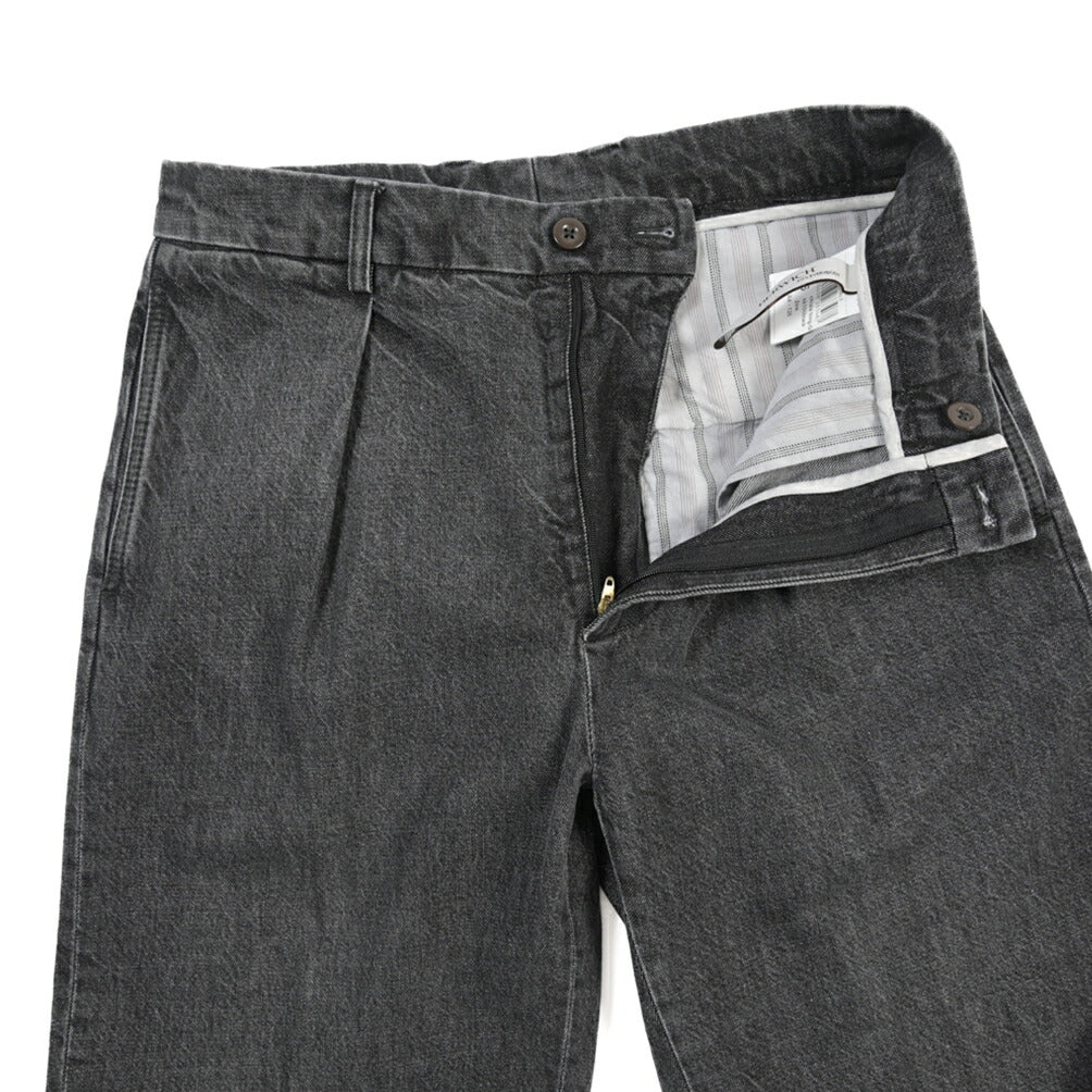 BERWICH “CHIAIA LONG-GD” コットン100%デニム ワンタックスラックス