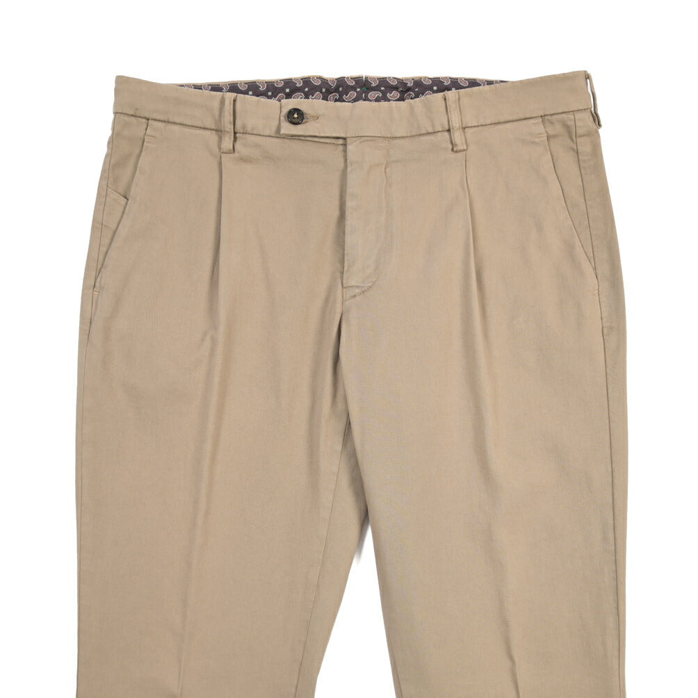 BERWICH “MORELLO 1P-GD” リヨセル混コットン ワンタックチノパンツ