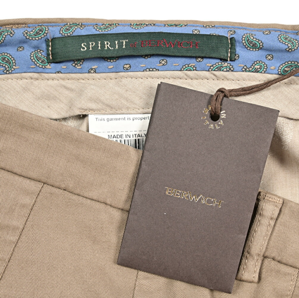 BERWICH “SC SLIM-GD” ストレッチコットン ノータックチノパンツ