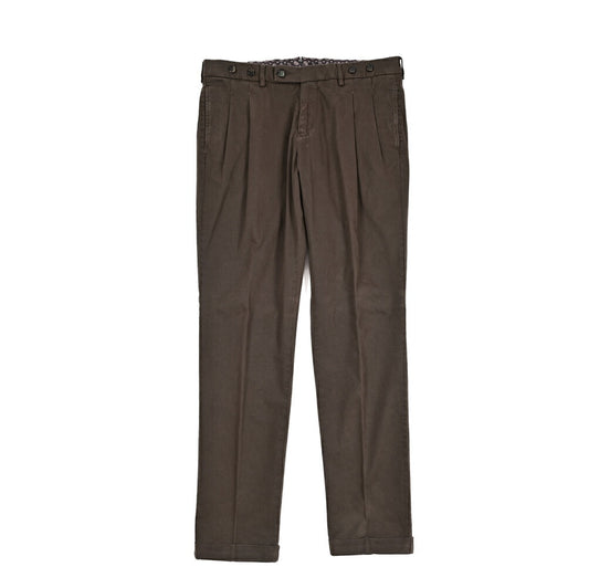 BERWICH “BARBER LONG-GD” ストレッチコットン ツータックパンツ