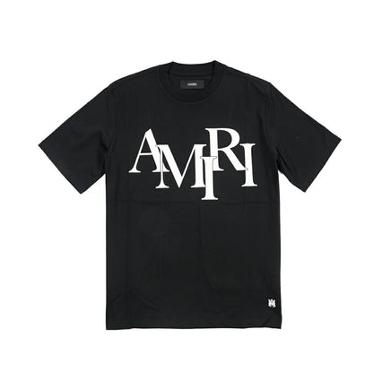 26-27AW AMIRI “STAGGERED LOGO TEE” コットン100% 半袖ロゴTシャツ