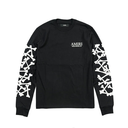 26-27AW AMIRI “BONES STACKED LONG SLEEVE TEE” コットン100% 長袖ロゴTシャツ