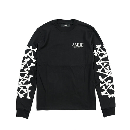 26-27AW AMIRI “BONES STACKED LONG SLEEVE TEE” コットン100% 長袖ロゴTシャツ