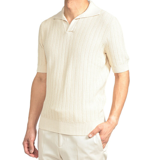 26SS GRAN SASSO コットン100% スキッパーカラーニットポロシャツ