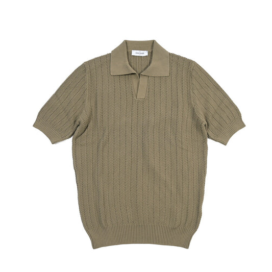 26SS GRAN SASSO コットン100% スキッパーカラーニットポロシャツ