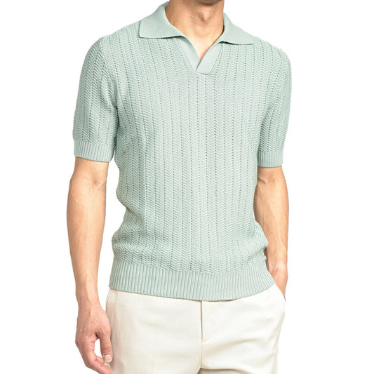 26SS GRAN SASSO コットン100% スキッパーカラーニットポロシャツ