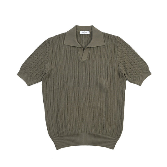 26SS GRAN SASSO コットン100% スキッパーカラーニットポロシャツ