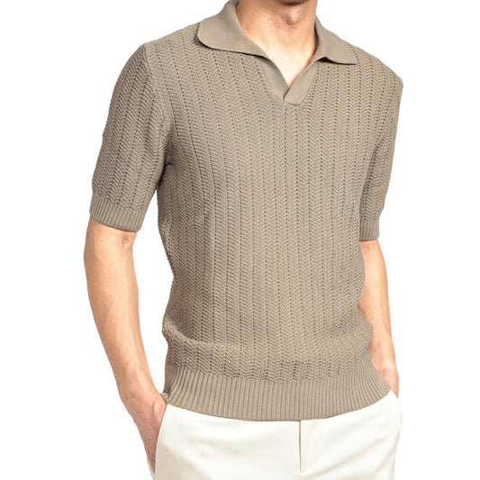 26SS GRAN SASSO コットン100% スキッパーカラーニットポロシャツ