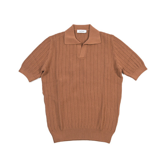 26SS GRAN SASSO コットン100% スキッパーカラーニットポロシャツ