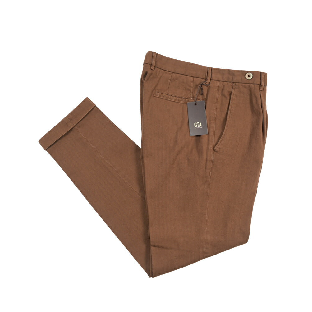 GTA “BYRON” ストレッチコットン ワンタックヘリンボーンパンツ / SLIM / メンズ