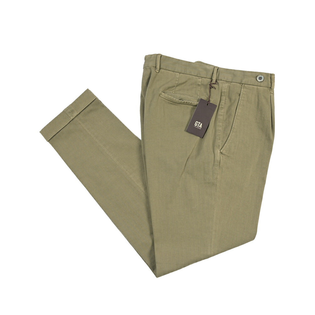 GTA “BYRON” ストレッチコットン ワンタックヘリンボーンパンツ / SLIM / メンズ