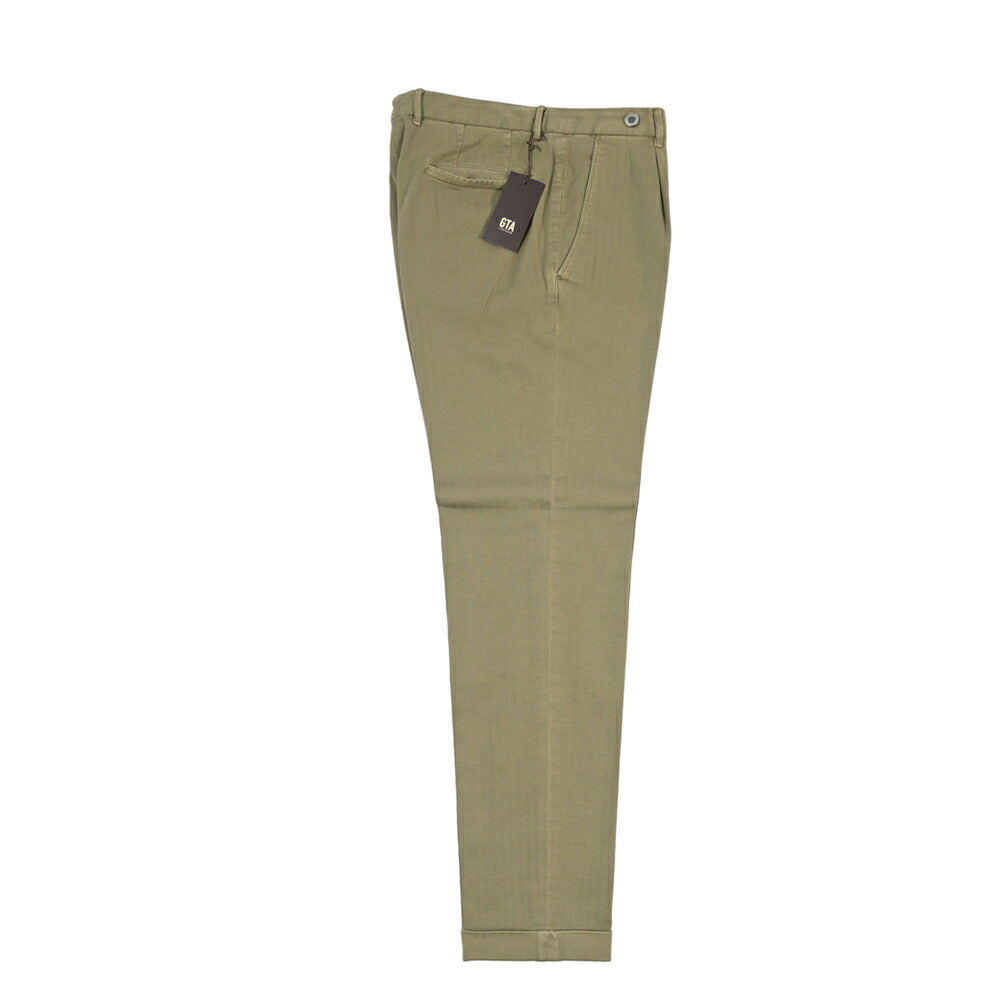 GTA “BYRON” ストレッチコットン ワンタックヘリンボーンパンツ / SLIM / メンズ