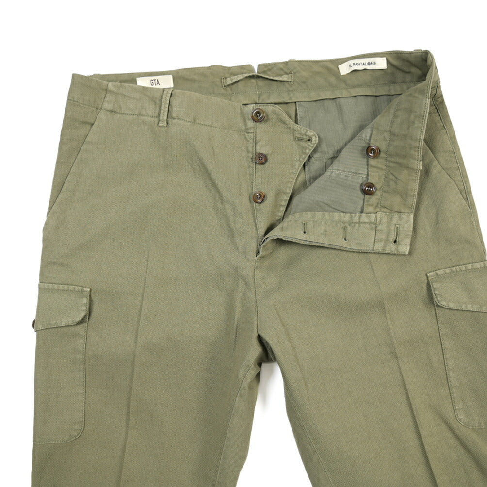 GTA “LORENZO CARGO” リネン混コットン ノータックカーゴパンツ / COMFORT / メンズ