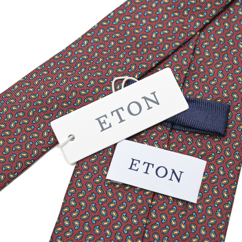 ETON シルク100% ペイズリー柄ネクタイ