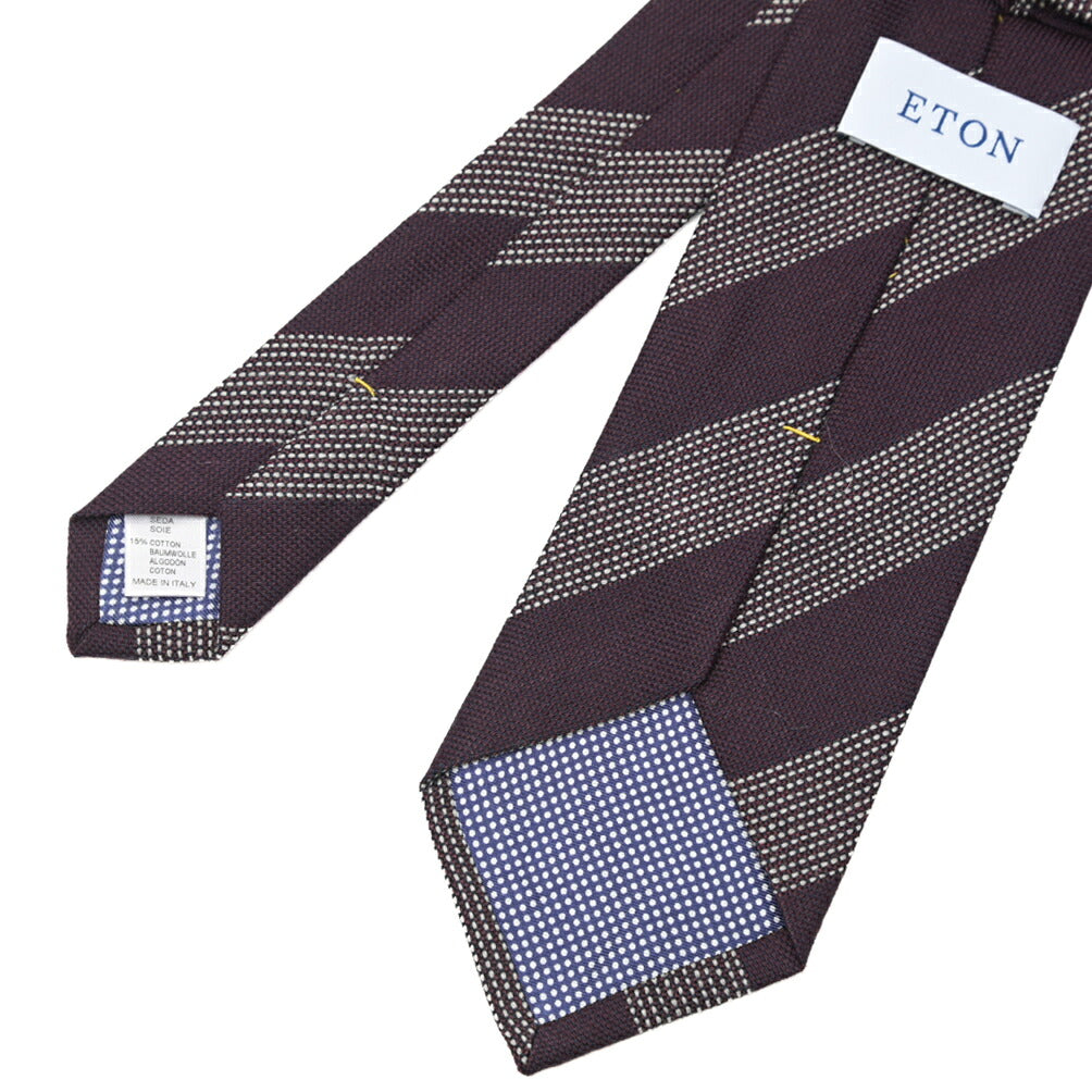ETON コットン混シルク レジメンタル柄ネクタイ