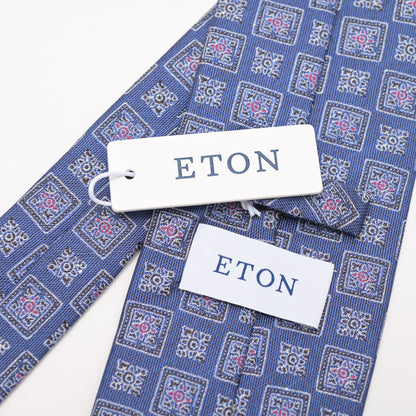 ETON リネン混シルク 小紋柄ネクタイ
