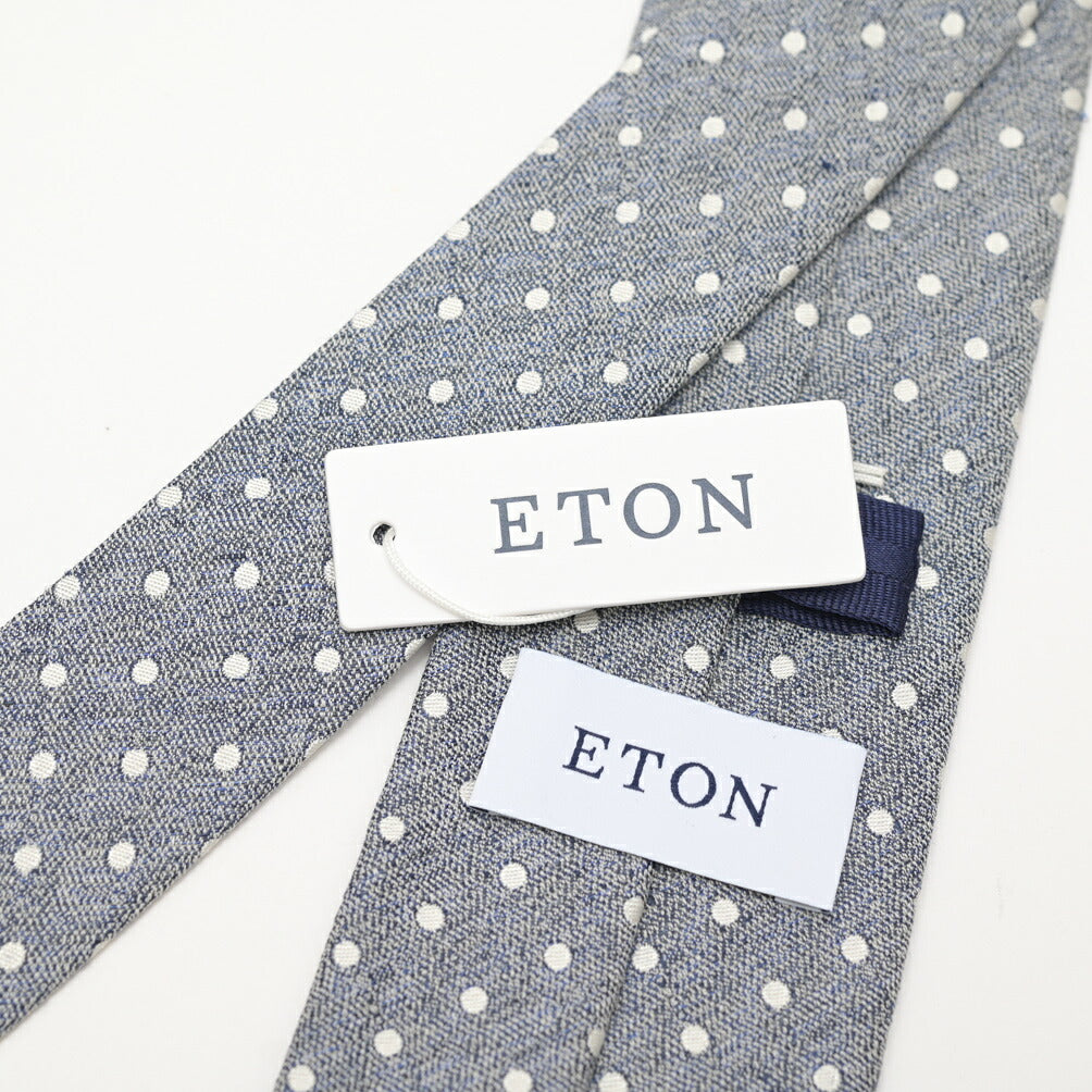 ETON リネン混 ドット柄ネクタイ