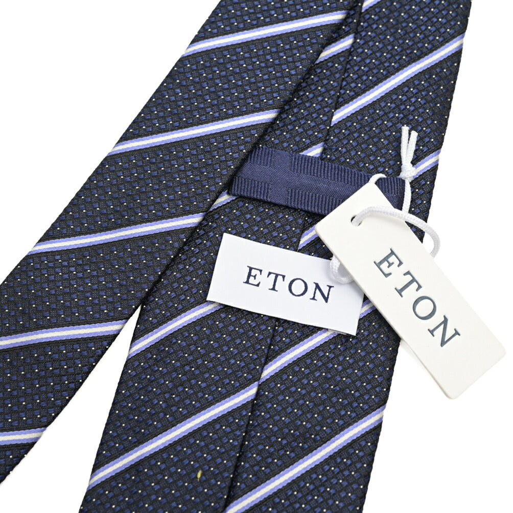 ETON コットン混シルク レジメンタル柄ネクタイ
