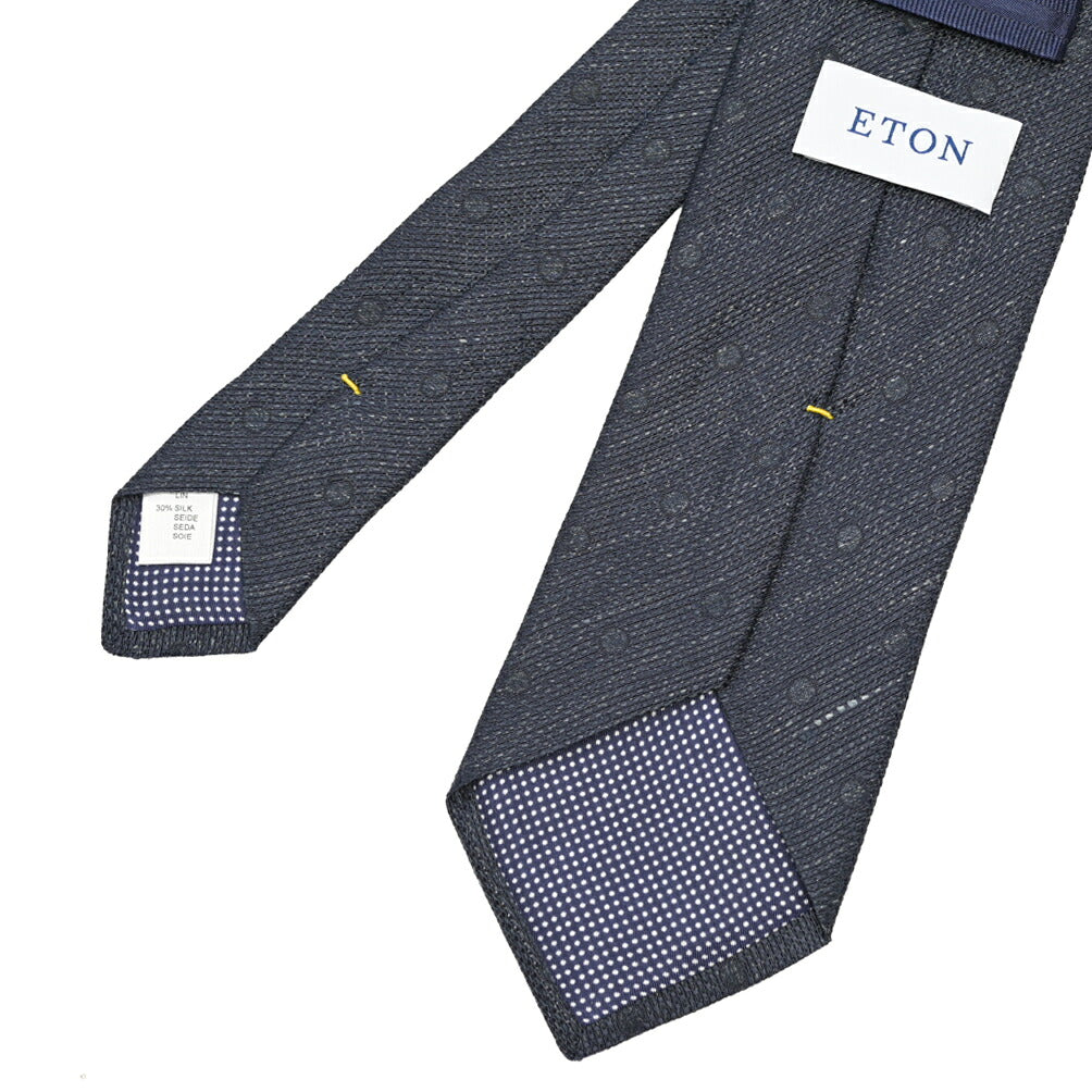 ETON シルク混リネン ドット柄ネクタイ