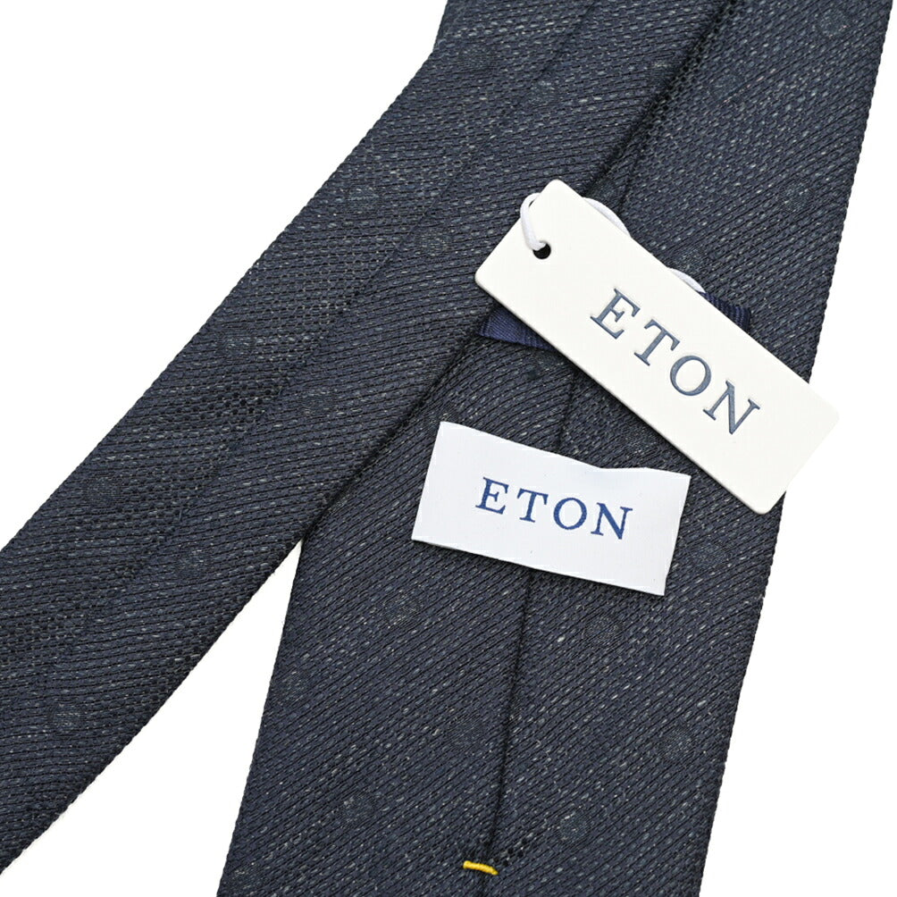 ETON シルク混リネン ドット柄ネクタイ