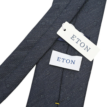 ETON シルク混リネン ドット柄ネクタイ