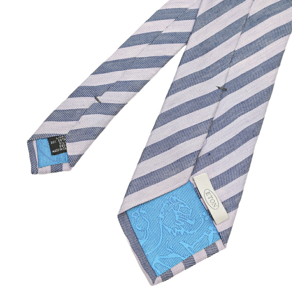 ETON シルク混リネン レジメンタル柄ネクタイ