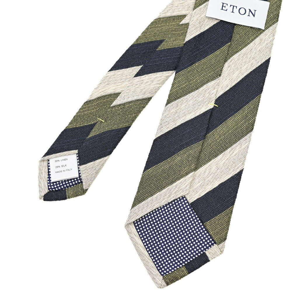 ETON リネンコットン レジメンタル柄ネクタイ