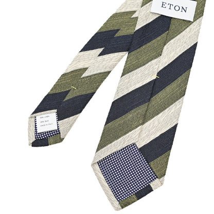 ETON リネンコットン レジメンタル柄ネクタイ