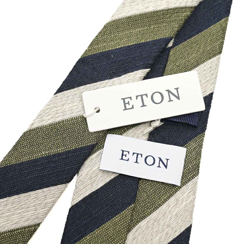 ETON リネンコットン レジメンタル柄ネクタイ