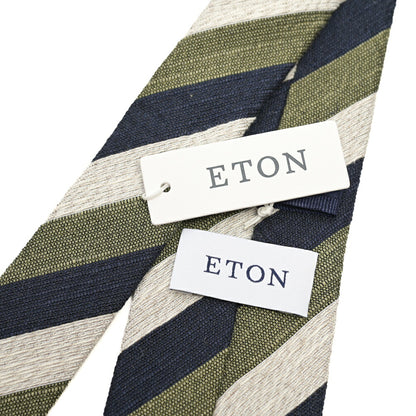 ETON リネンコットン レジメンタル柄ネクタイ