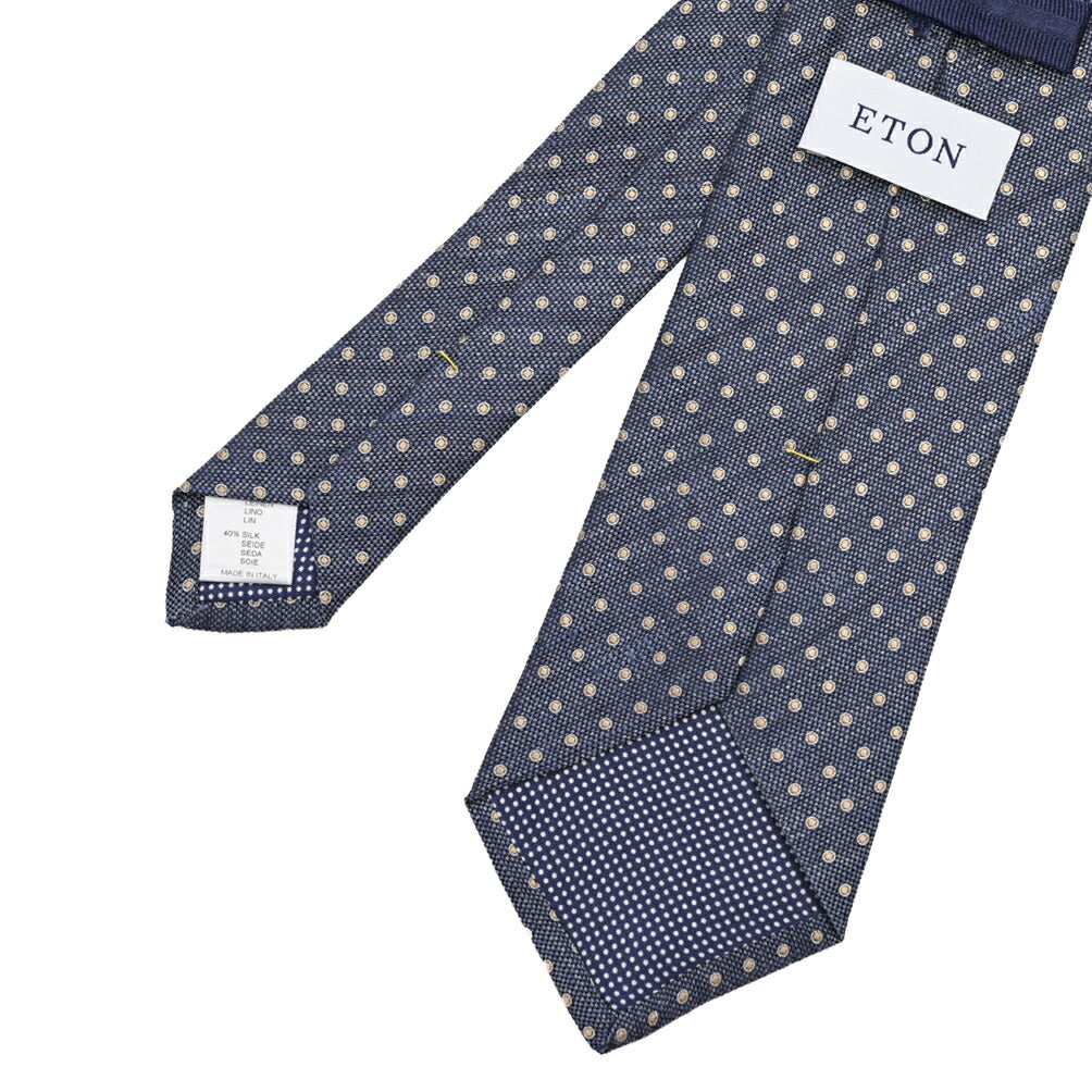 ETON シルク混リネン ドット柄ネクタイ（ワイドタイ）