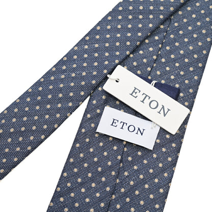 ETON シルク混リネン ドット柄ネクタイ（ワイドタイ）
