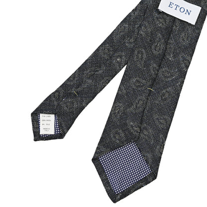 ETON ウール混リネン ペイズリー柄ネクタイ