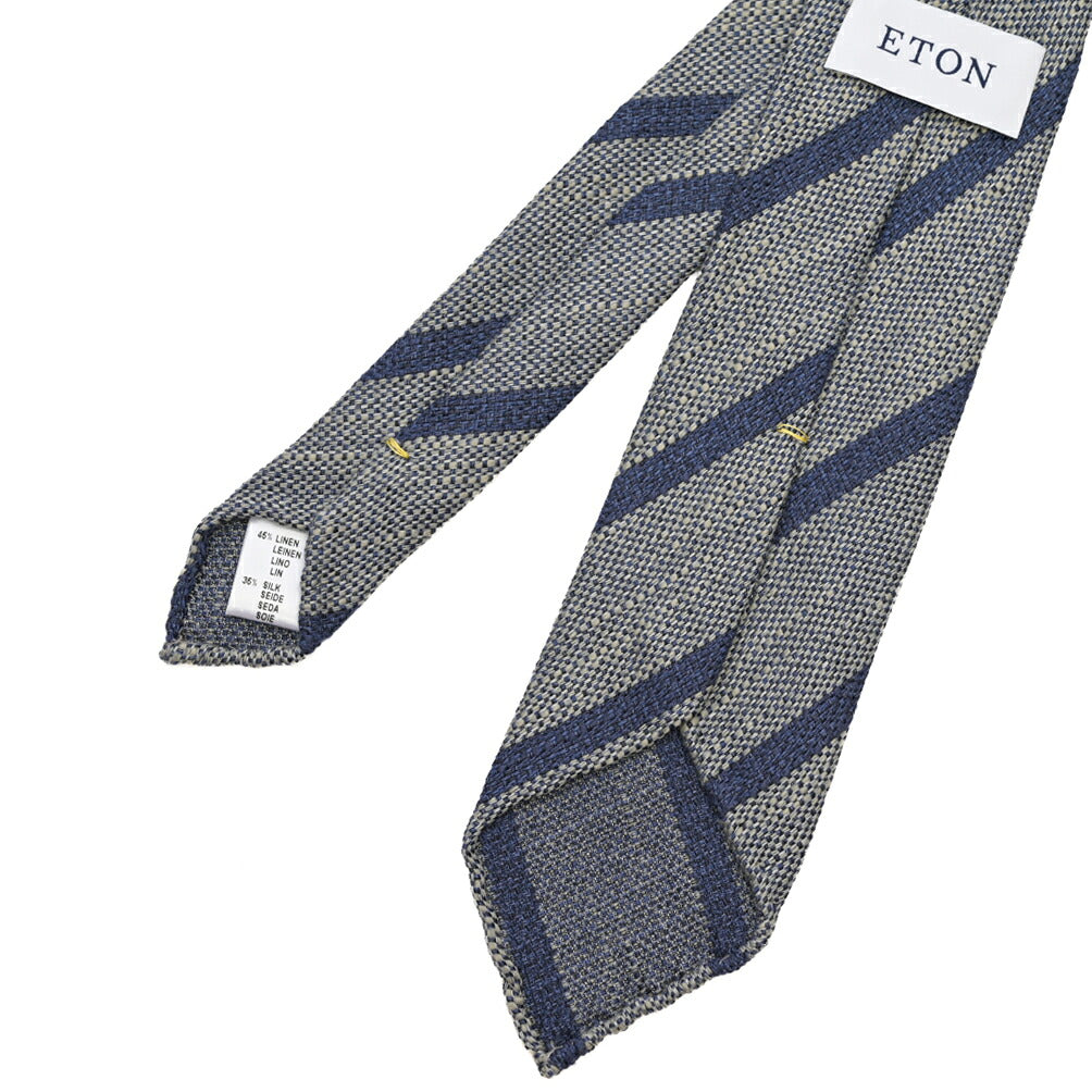 ETON シルク混リネン レジメンタル柄ネクタイ
