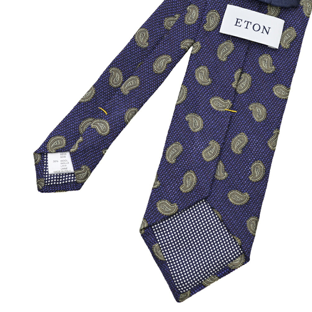 ETON ウール混シルク ペイズリー柄ネクタイ