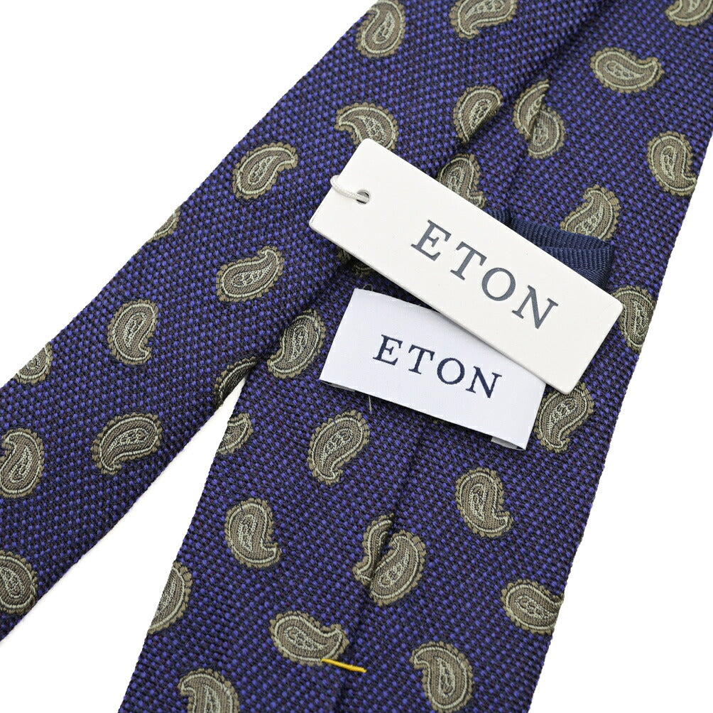 ETON ウール混シルク ペイズリー柄ネクタイ