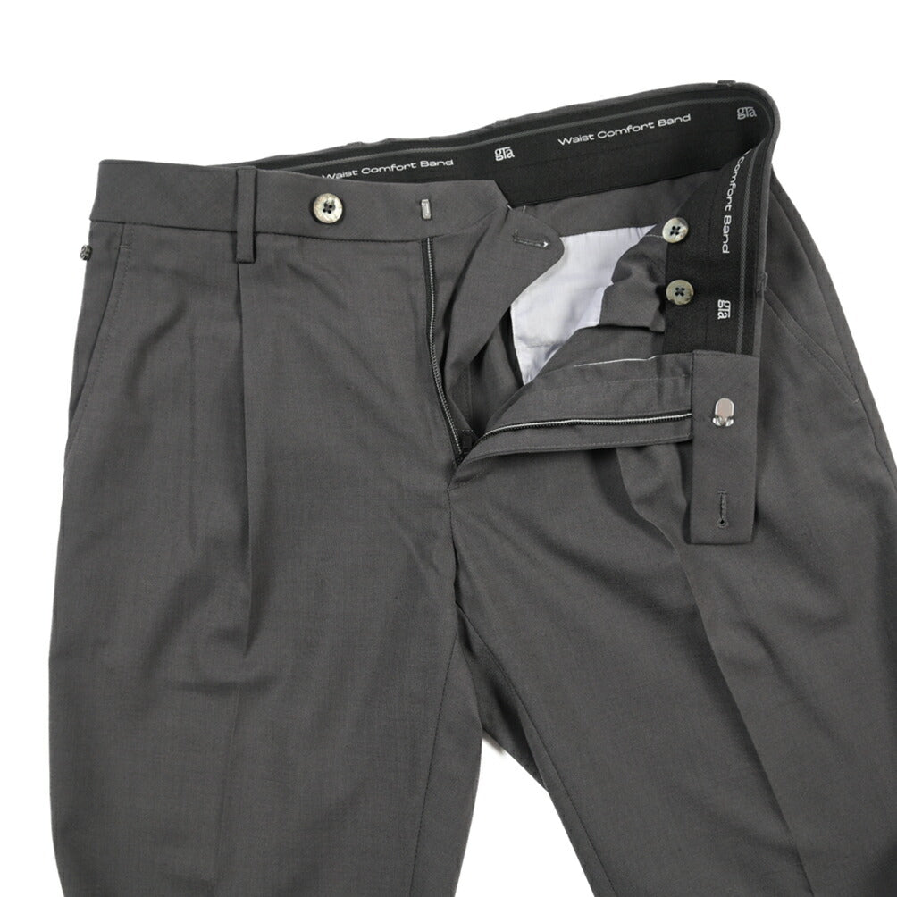 SALE｜GTA “RICCARDO” ビスコース混ウール ウエストバンド付きワンタックスラックス / SLIM FIT