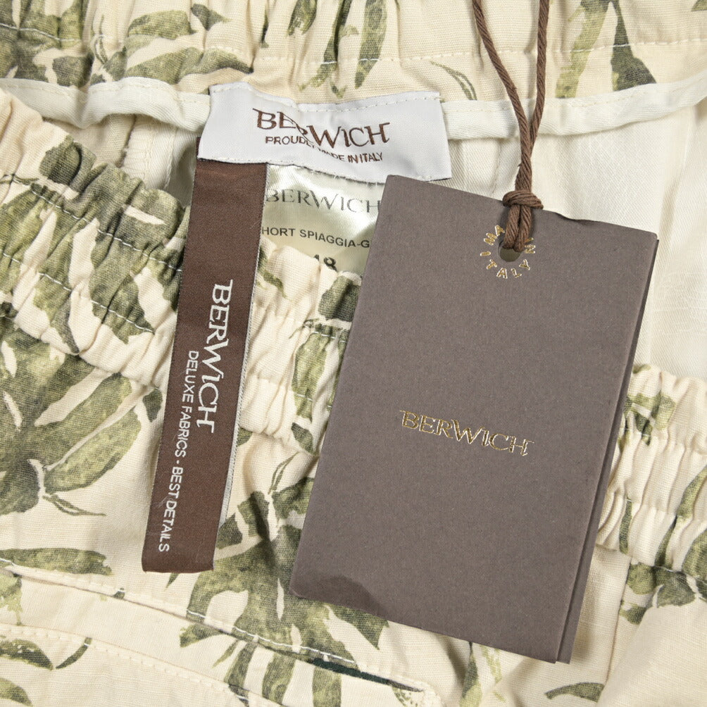 BERWICH “SHORT SPIAGGIA-GD” リネン混コットン ストレッチショーツ