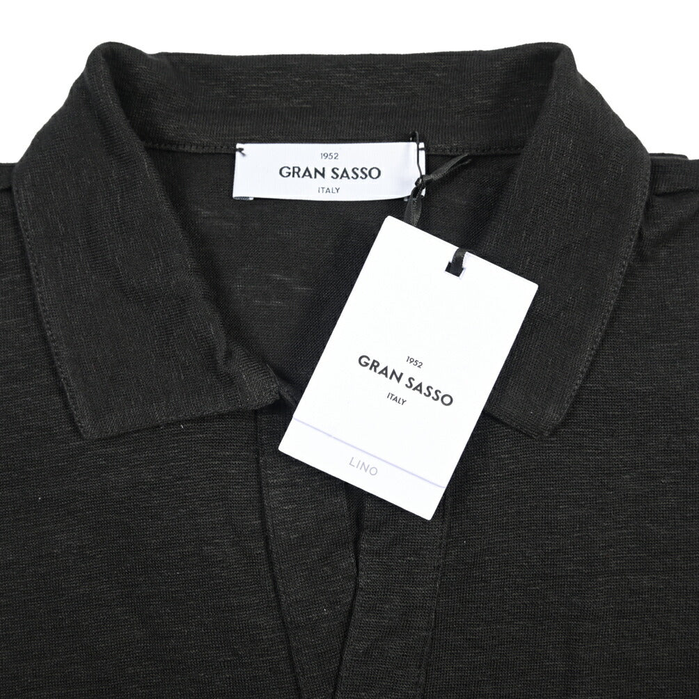 26SS GRAN SASSO リネン100% 半袖ニットスキッパーポロシャツ