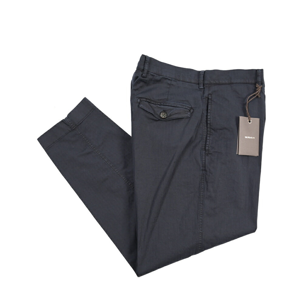BERWICH “CHIAIA FF-GD” ストレッチコットン ノータックヘリンボーンパンツ