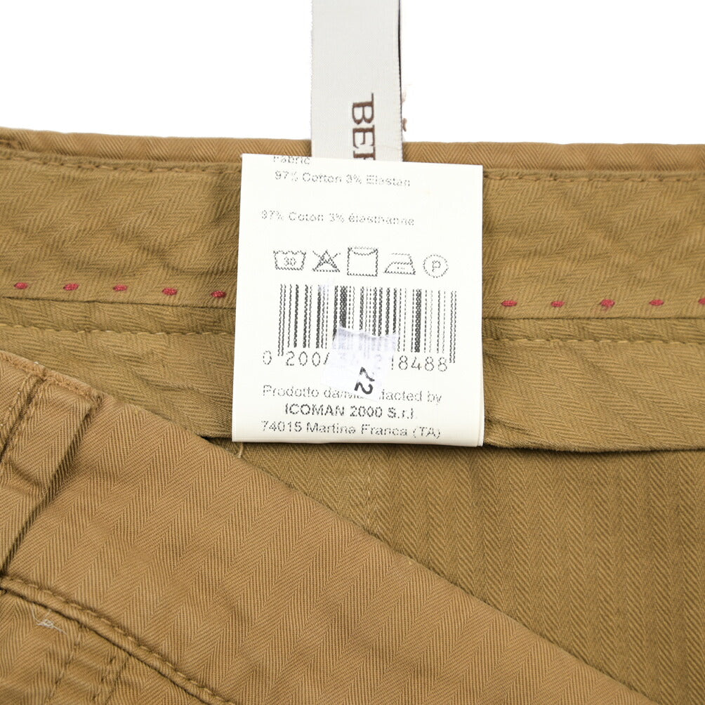 BERWICH “CHIAIA-GD” ストレッチコットン ワンタックヘリンボーンパンツ